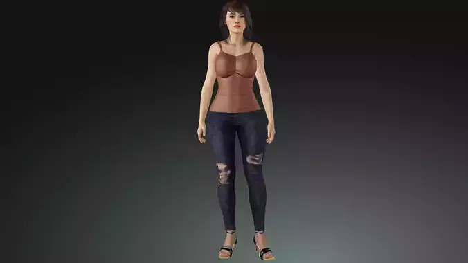 Realistic Female Monica Low-poly 3D model