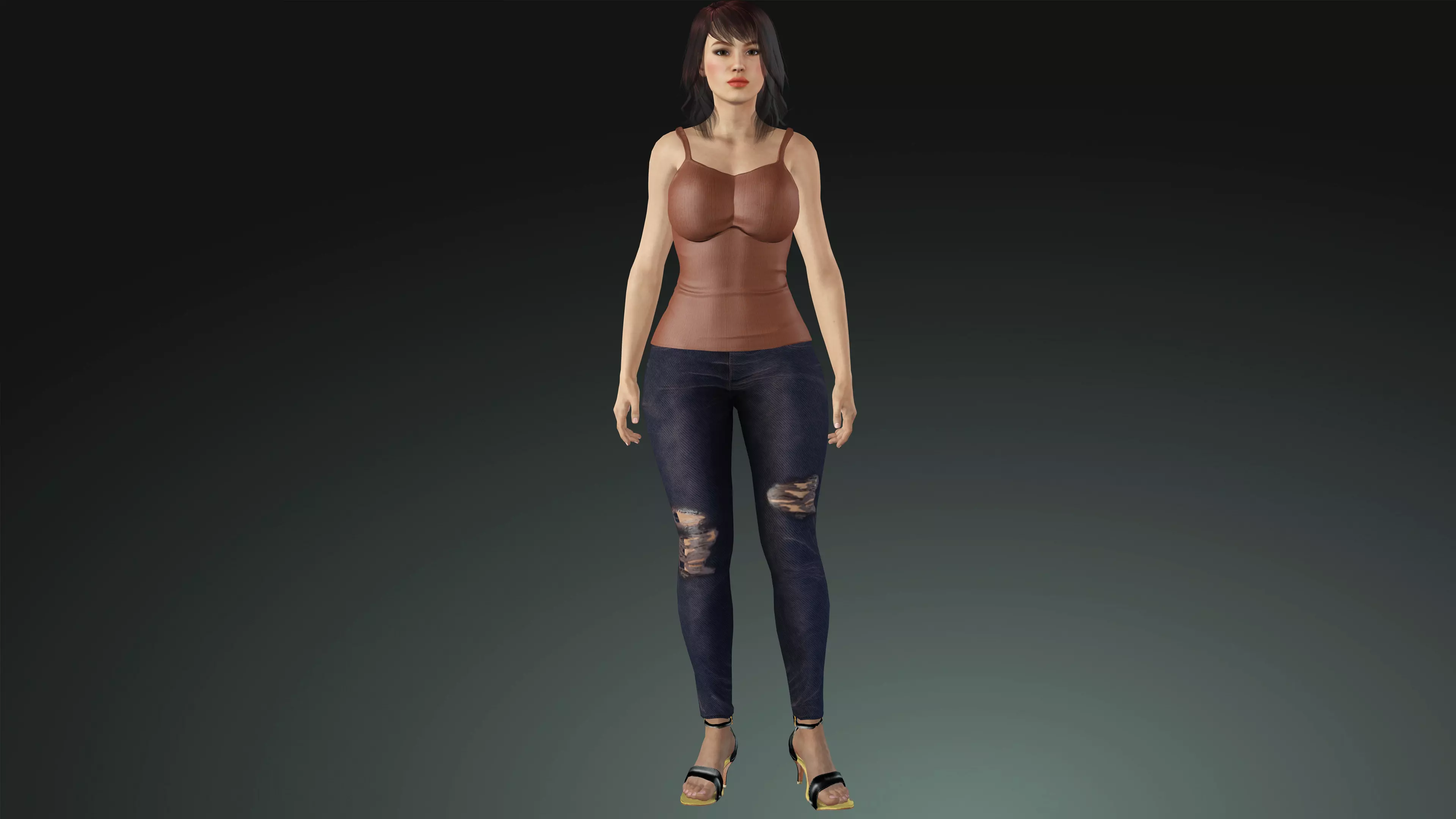Realistic Female Monica Low-poly 3D model_0
