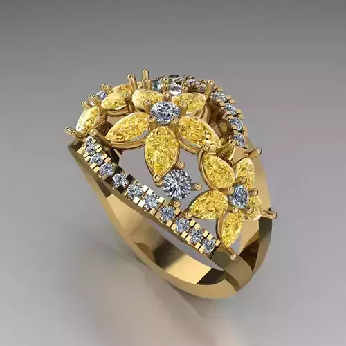 Flower diamond ring