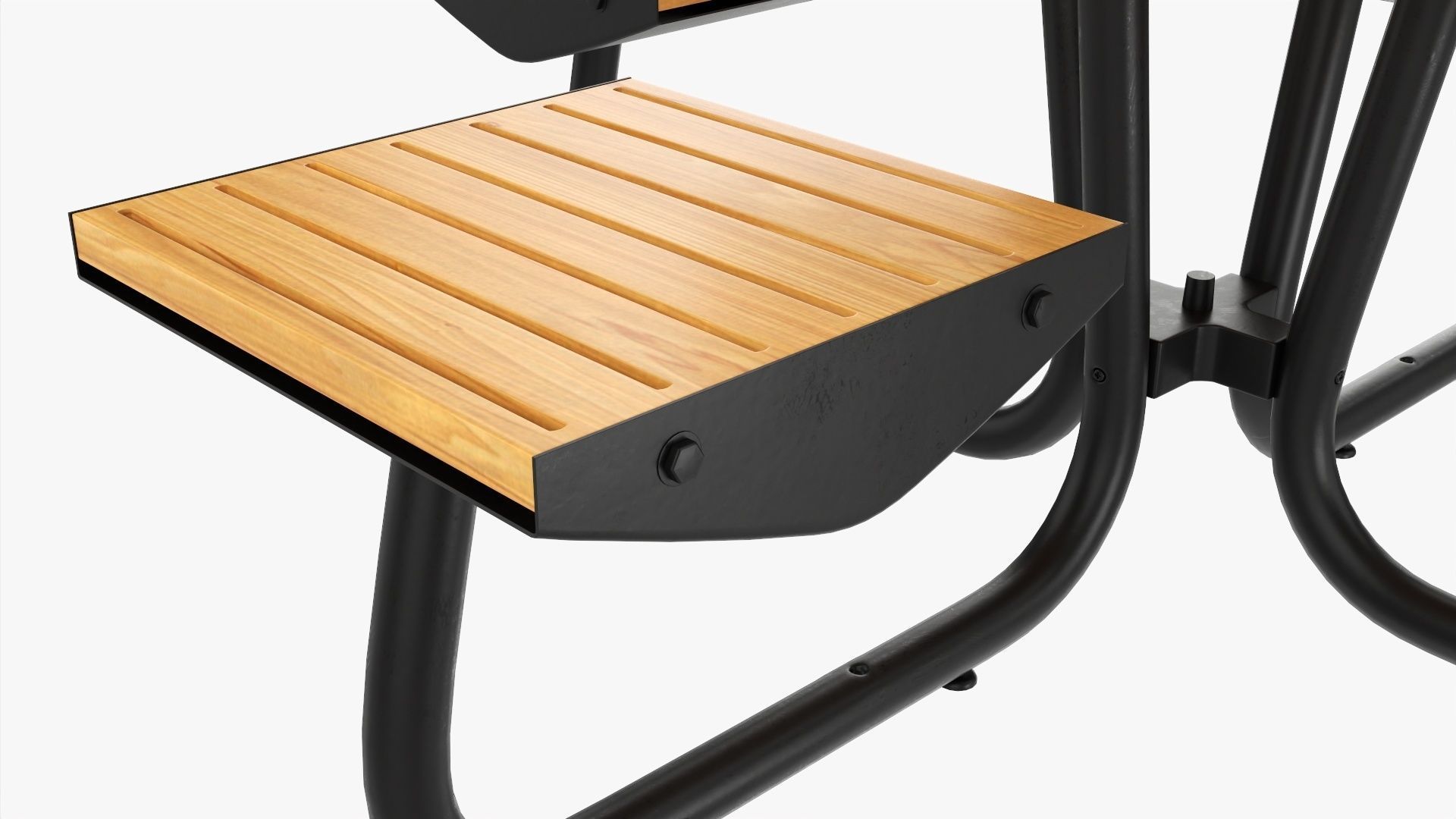 Outdoor Wood Umbrella Table with 4 Seats 3D model_4