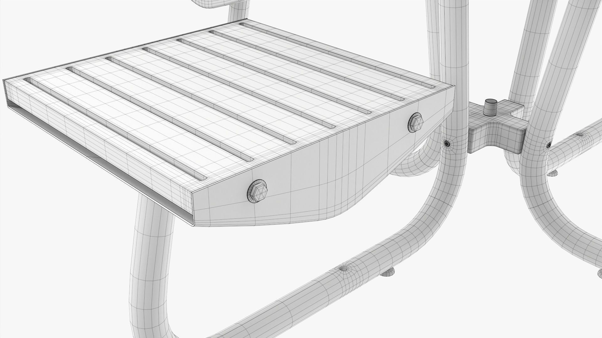 Outdoor Wood Umbrella Table with 4 Seats 3D model_7