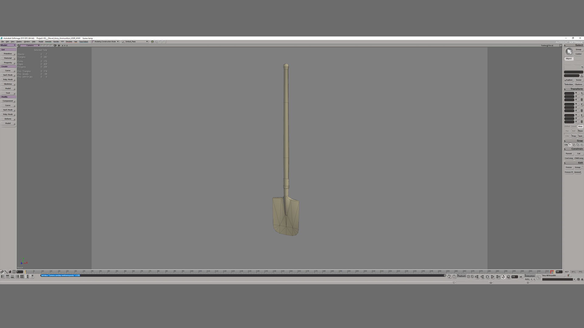 Shovel Army Ammunition USSR WWII Low-poly 3D model_10