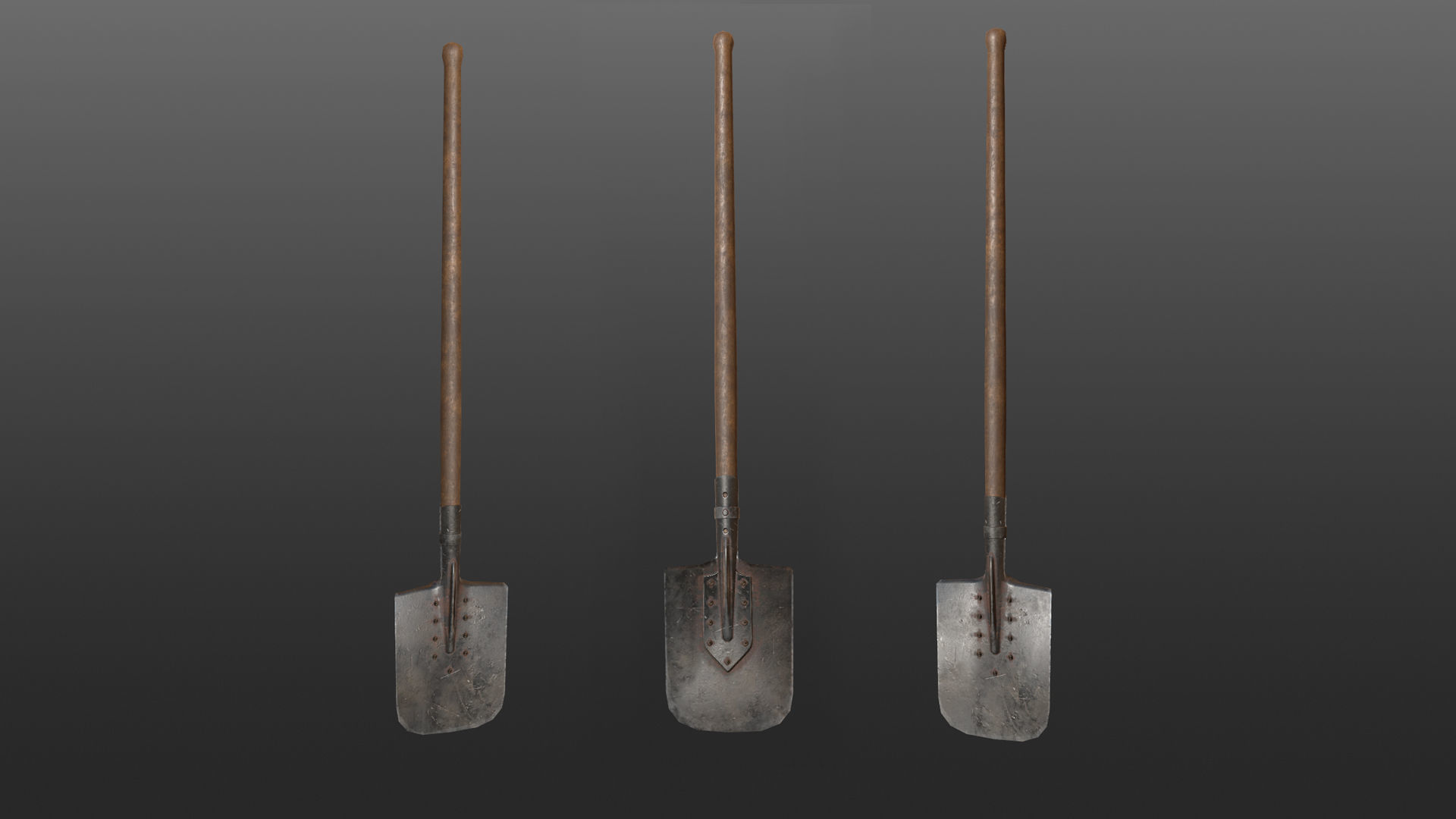 Shovel Army Ammunition USSR WWII Low-poly 3D model_1