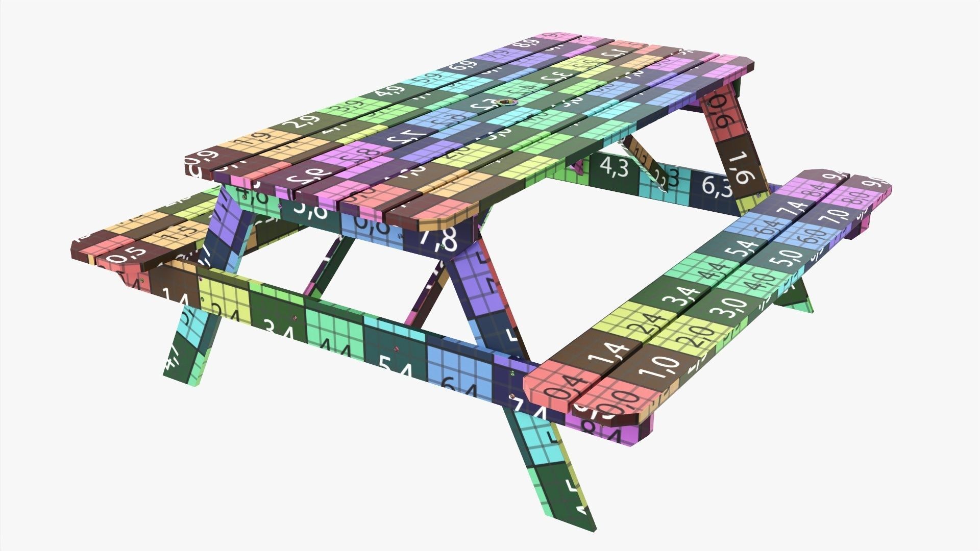 Wood Picnic Table dark 3D model_9