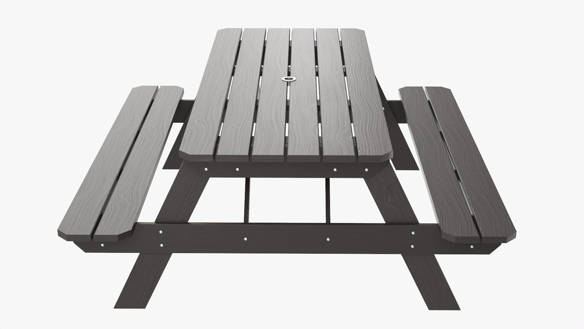 Wood Picnic Table dark 3D model_2