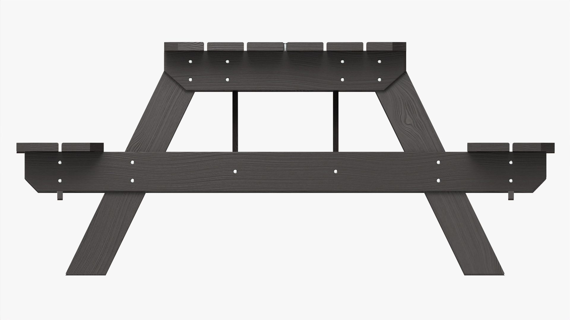 Wood Picnic Table dark 3D model_3