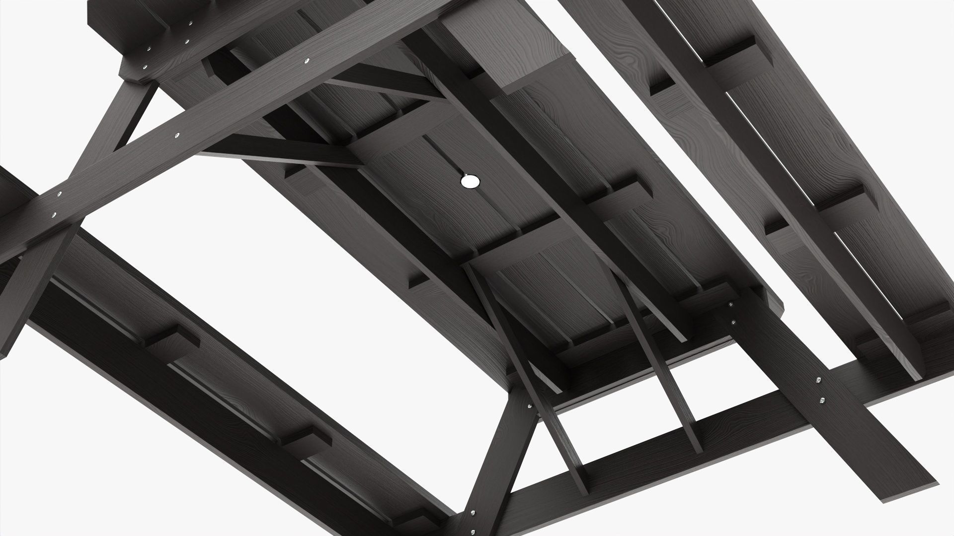 Wood Picnic Table dark 3D model_5