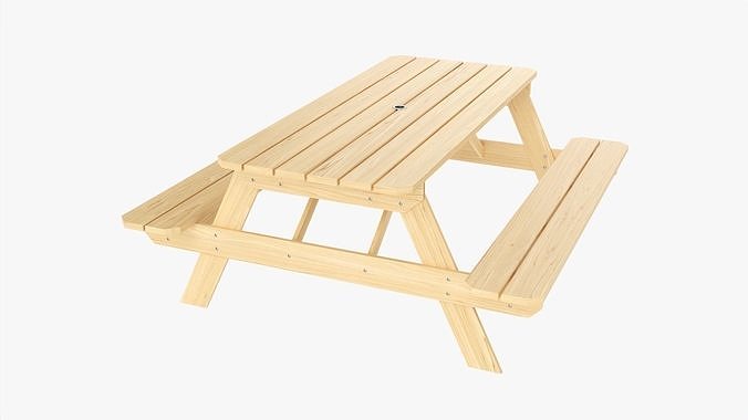 Picnic Table Wood light 3D model