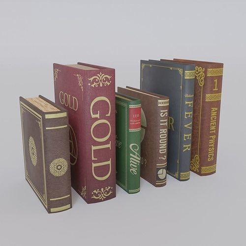 Book Collection Game Ready gold Low-poly 3D model