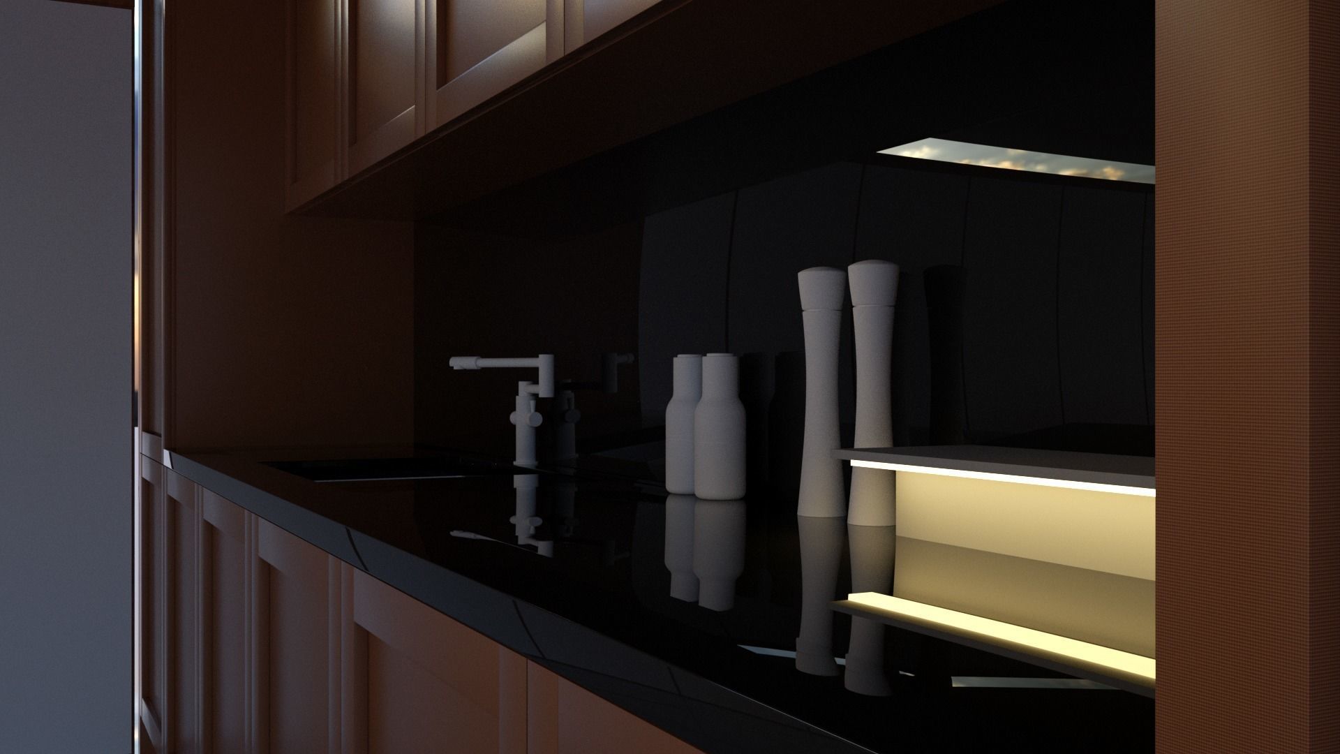 kitchen with marble floors and sky 3D model_4