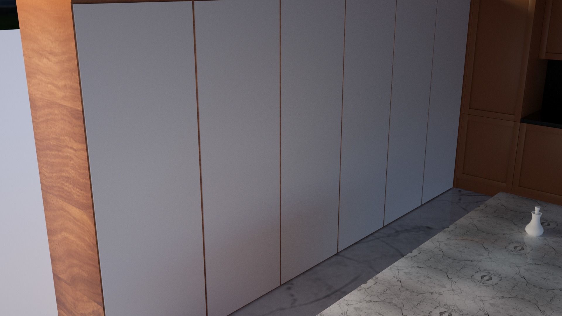 kitchen with marble floors and sky 3D model_3