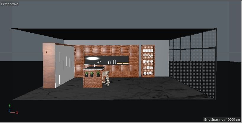 kitchen with marble floors and sky 3D model_19