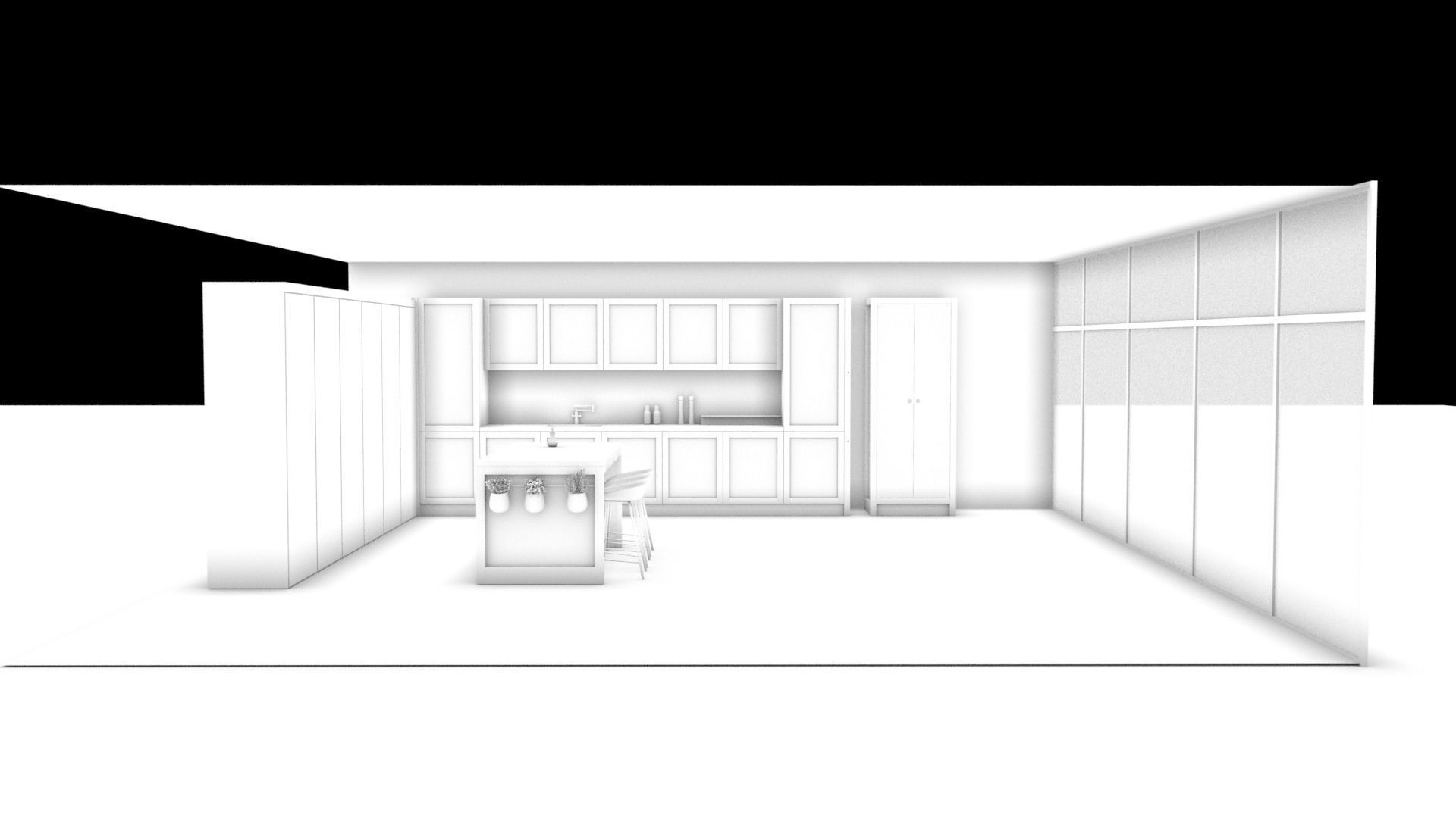 kitchen with marble floors and sky 3D model_11