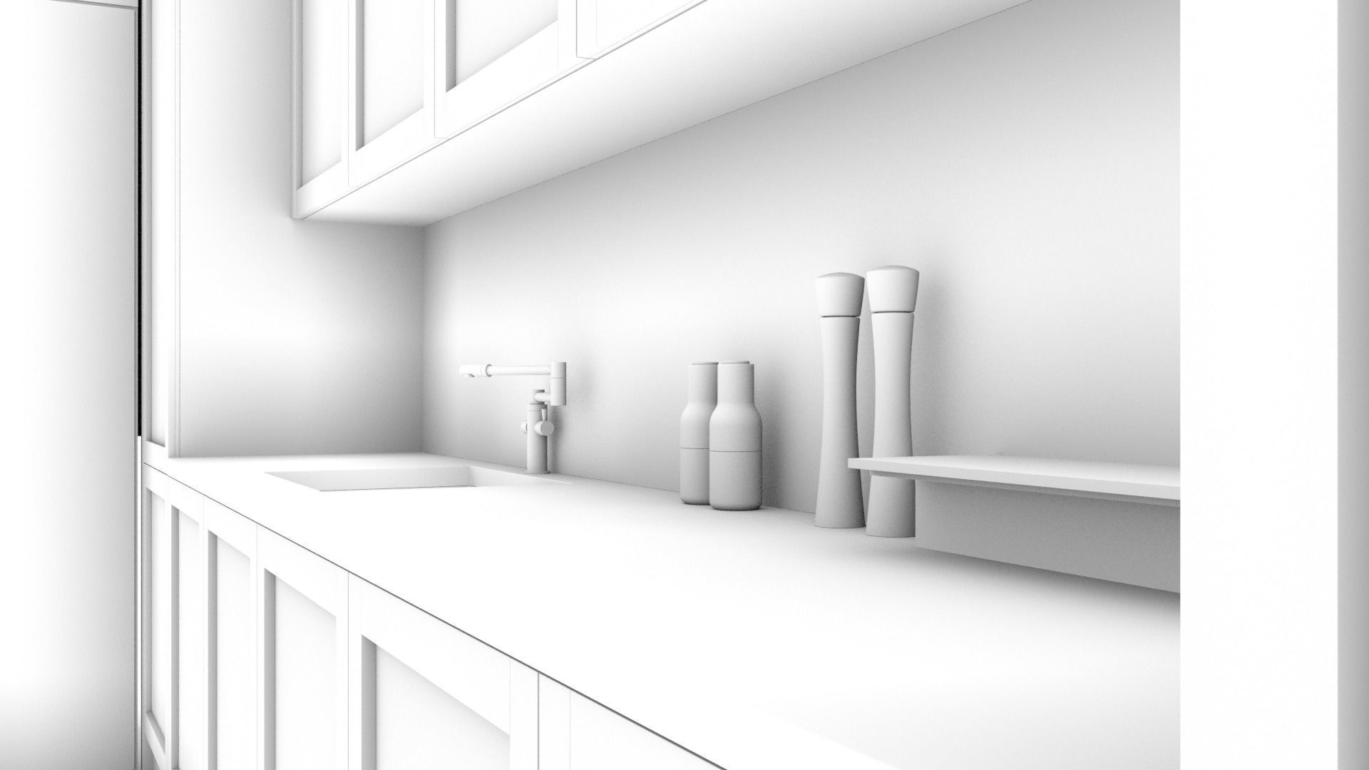 kitchen with marble floors and sky 3D model_10