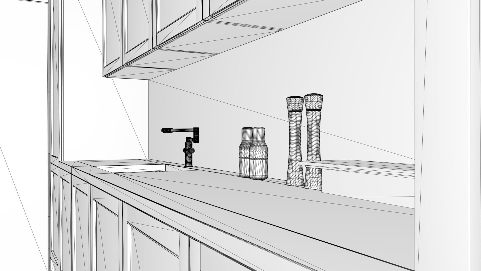 kitchen with marble floors and sky 3D model_16