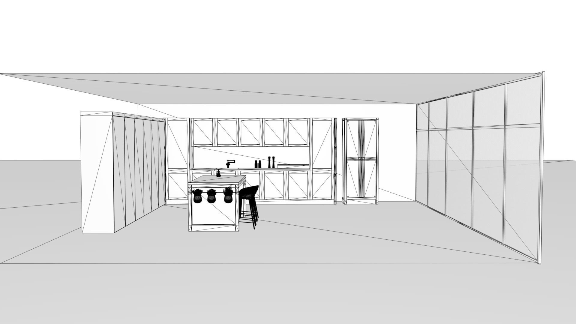 kitchen with marble floors and sky 3D model_17