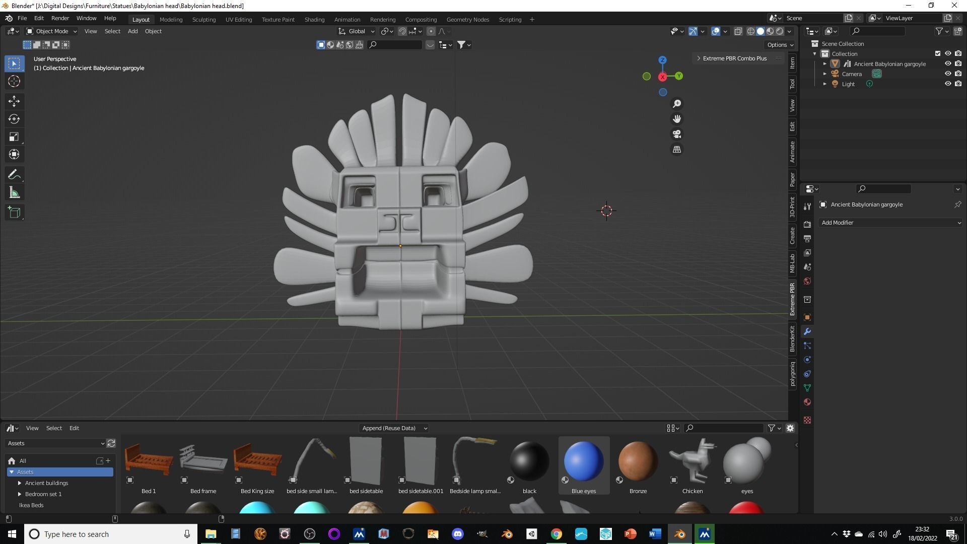 Babylonian gargoyle head Low-poly 3D model_2