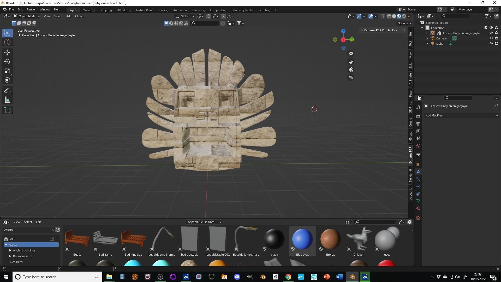 Babylonian gargoyle head Low-poly 3D model_3