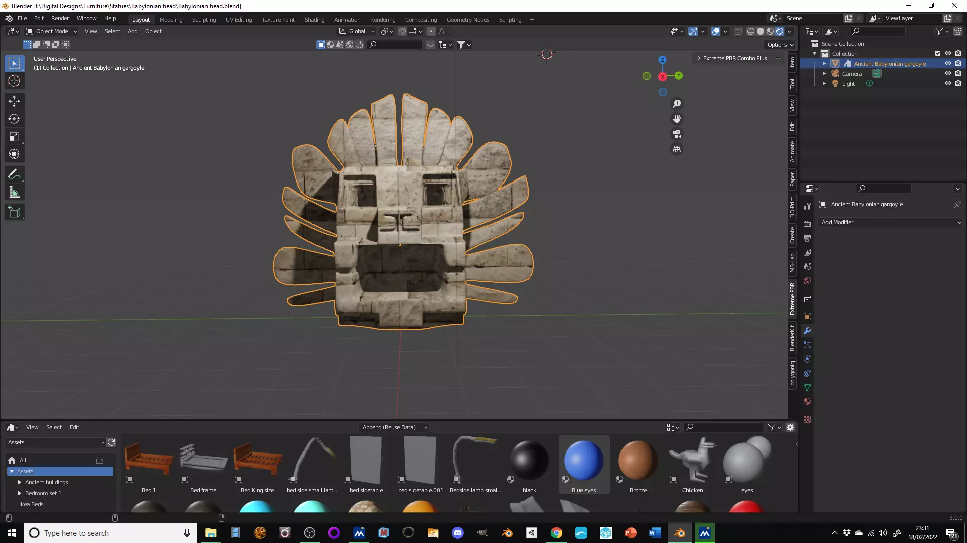 Babylonian gargoyle head Low-poly 3D model_0