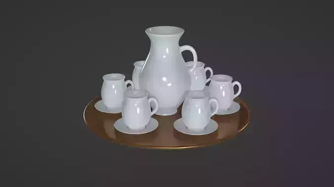 Porcelain vase and mugs set