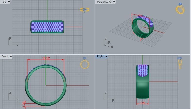 Pave bie diamond 3D print model_3