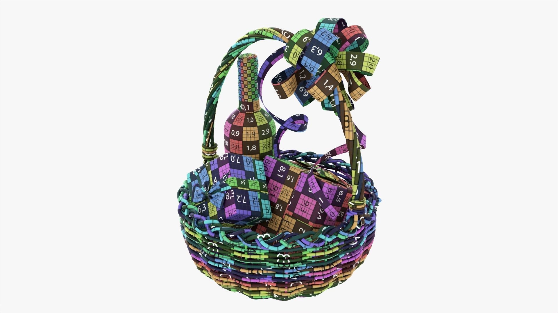 Wine bottle in wicker wooden basket 01 3D model_13