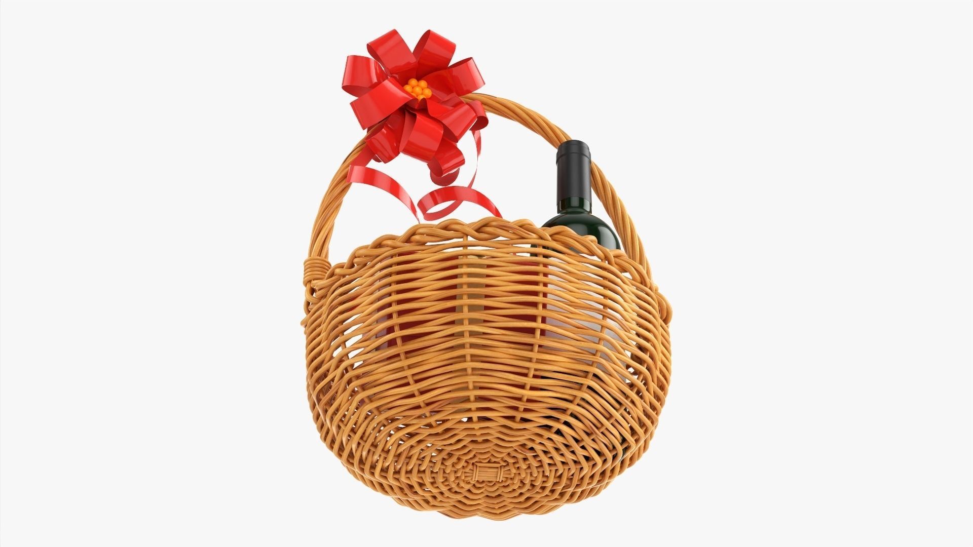 Wine bottle in wicker wooden basket 01 3D model_4