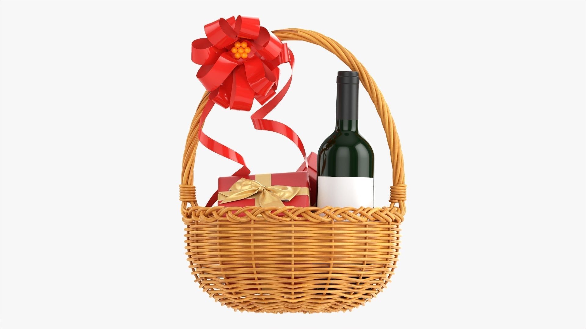 Wine bottle in wicker wooden basket 01 3D model_7