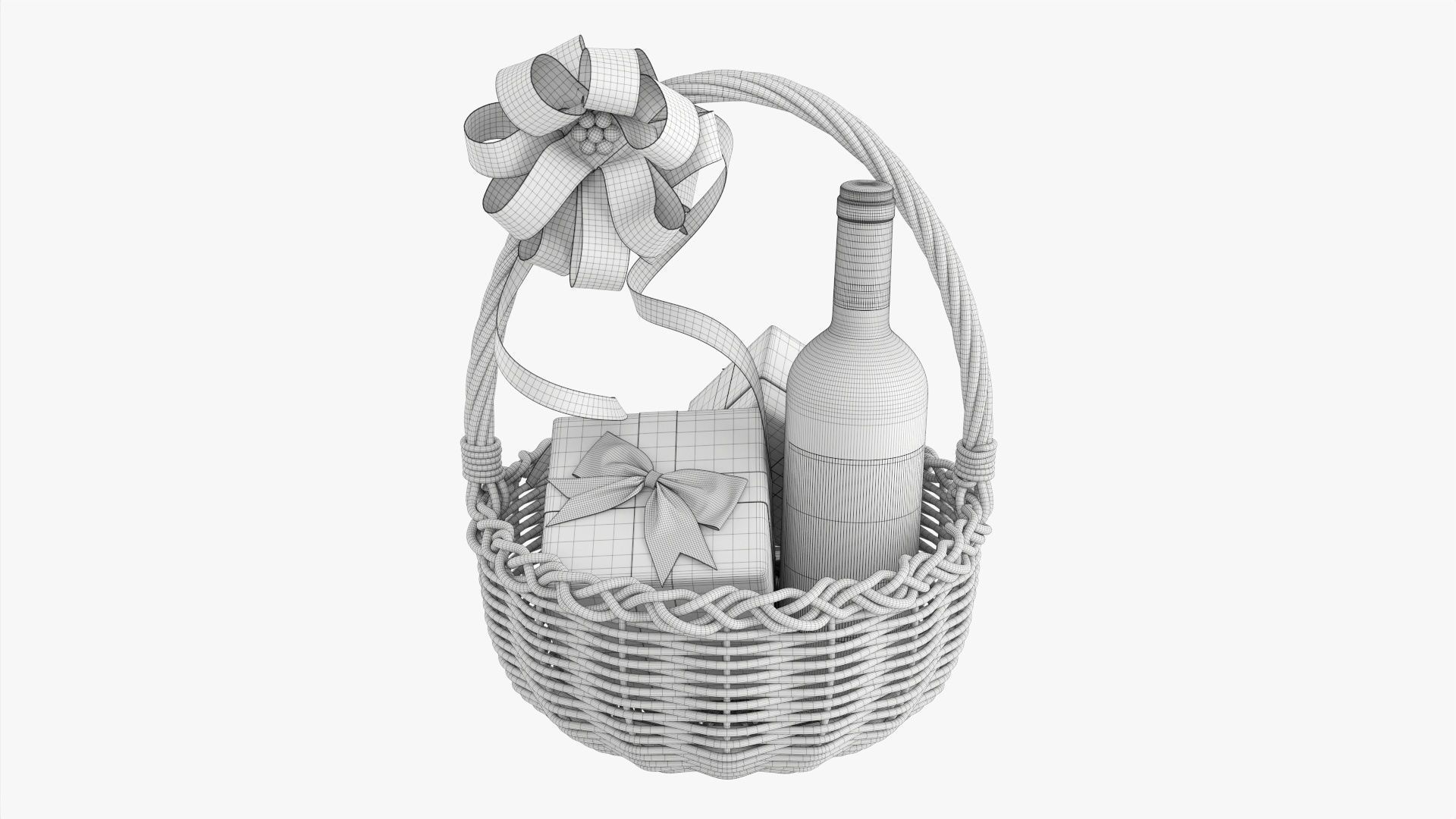 Wine bottle in wicker wooden basket 01 3D model_10