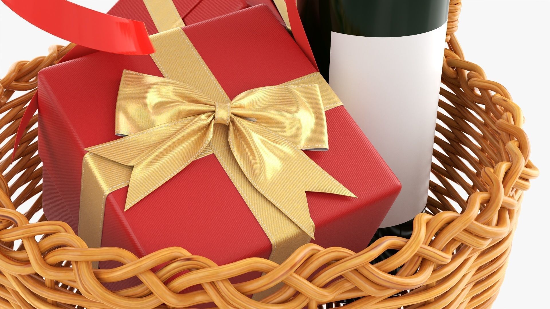 Wine bottle in wicker wooden basket 01 3D model_5