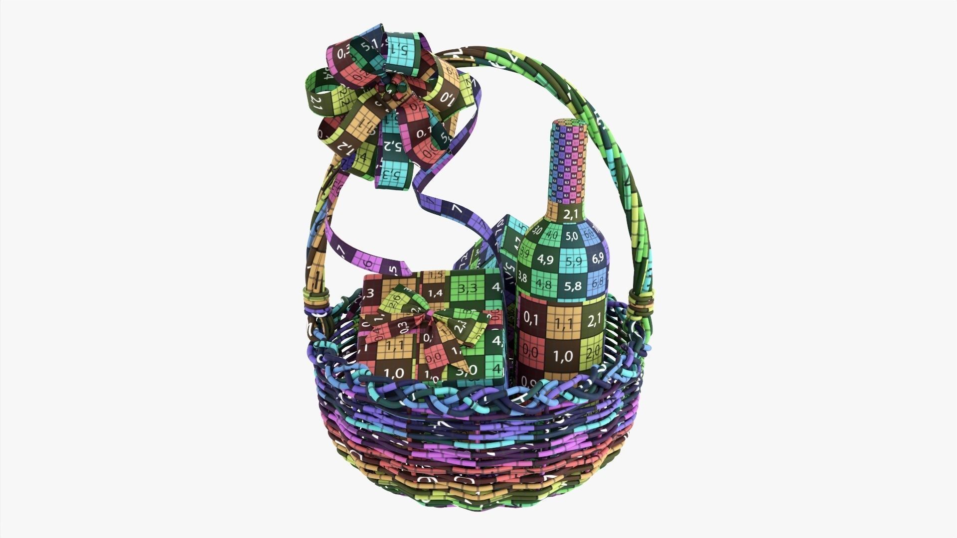 Wine bottle in wicker wooden basket 01 3D model_12