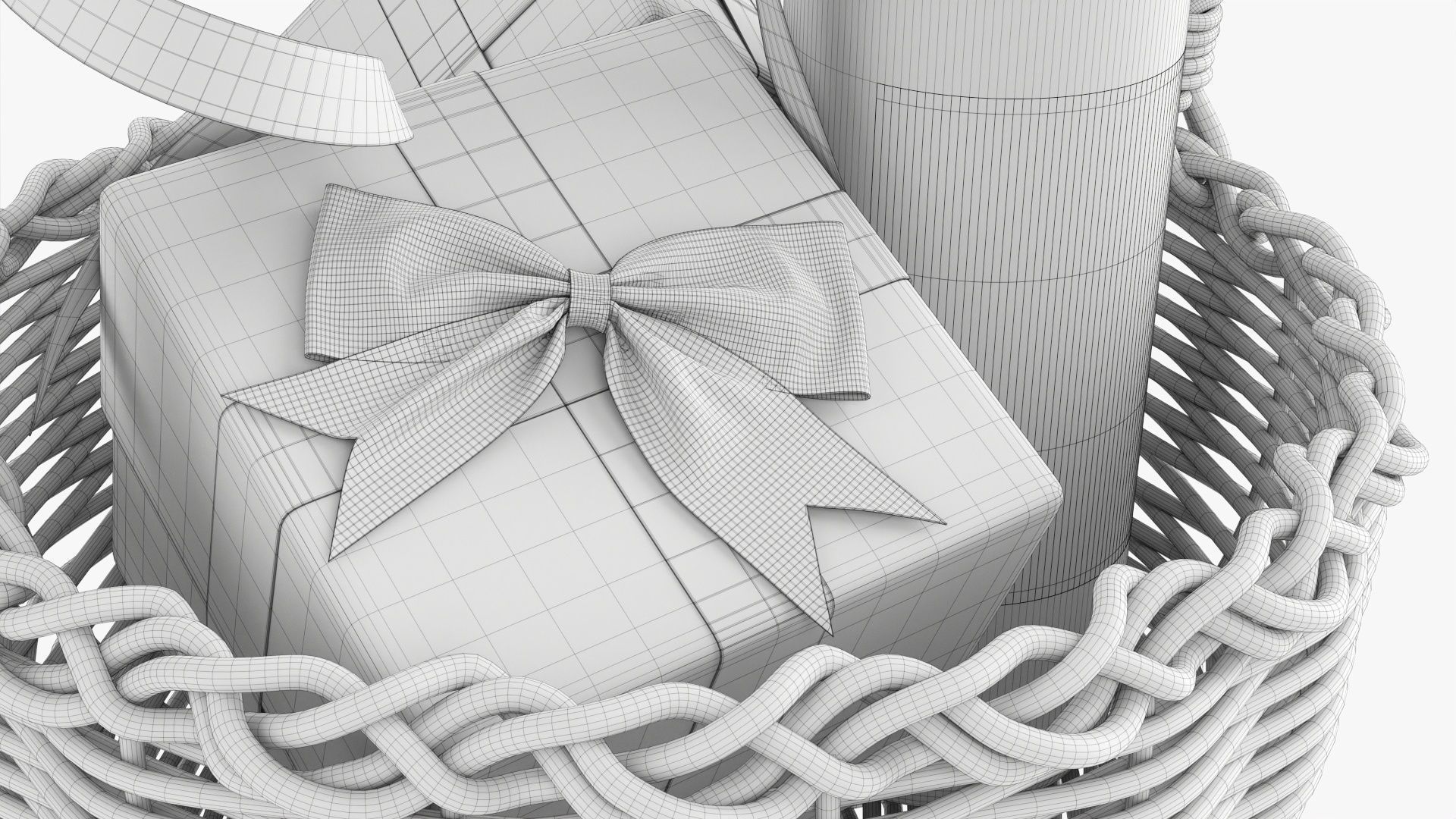 Wine bottle in wicker wooden basket 01 3D model_11