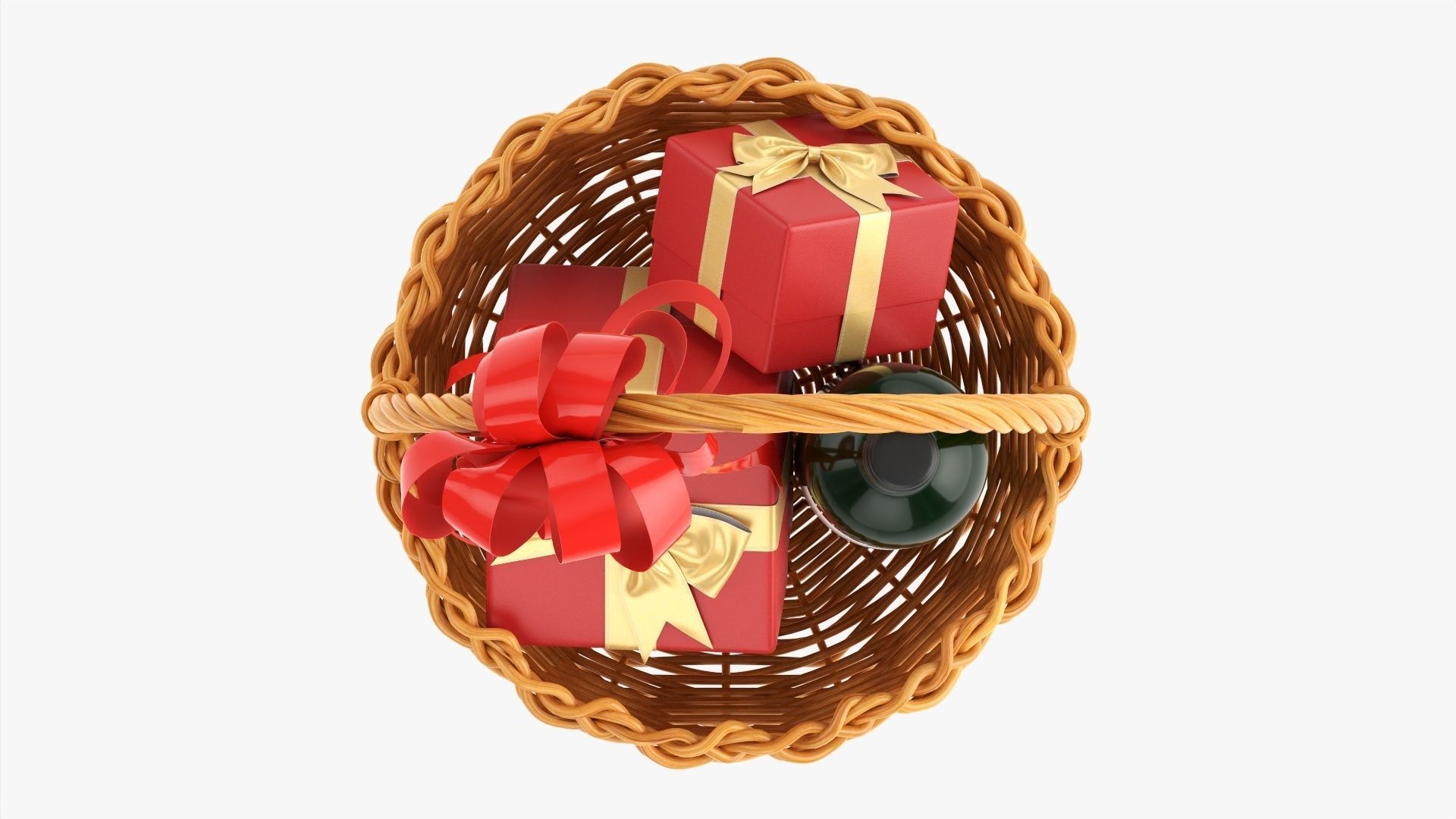 Wine bottle in wicker wooden basket 01 3D model_9