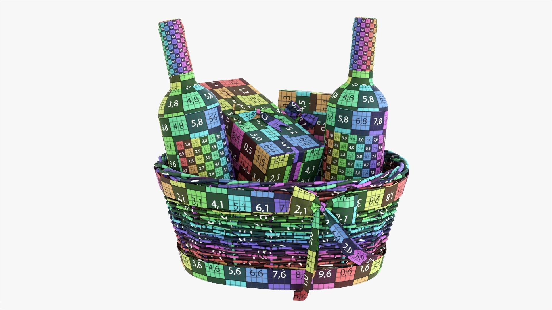 Wine bottle in wicker wooden basket 02 3D model_13