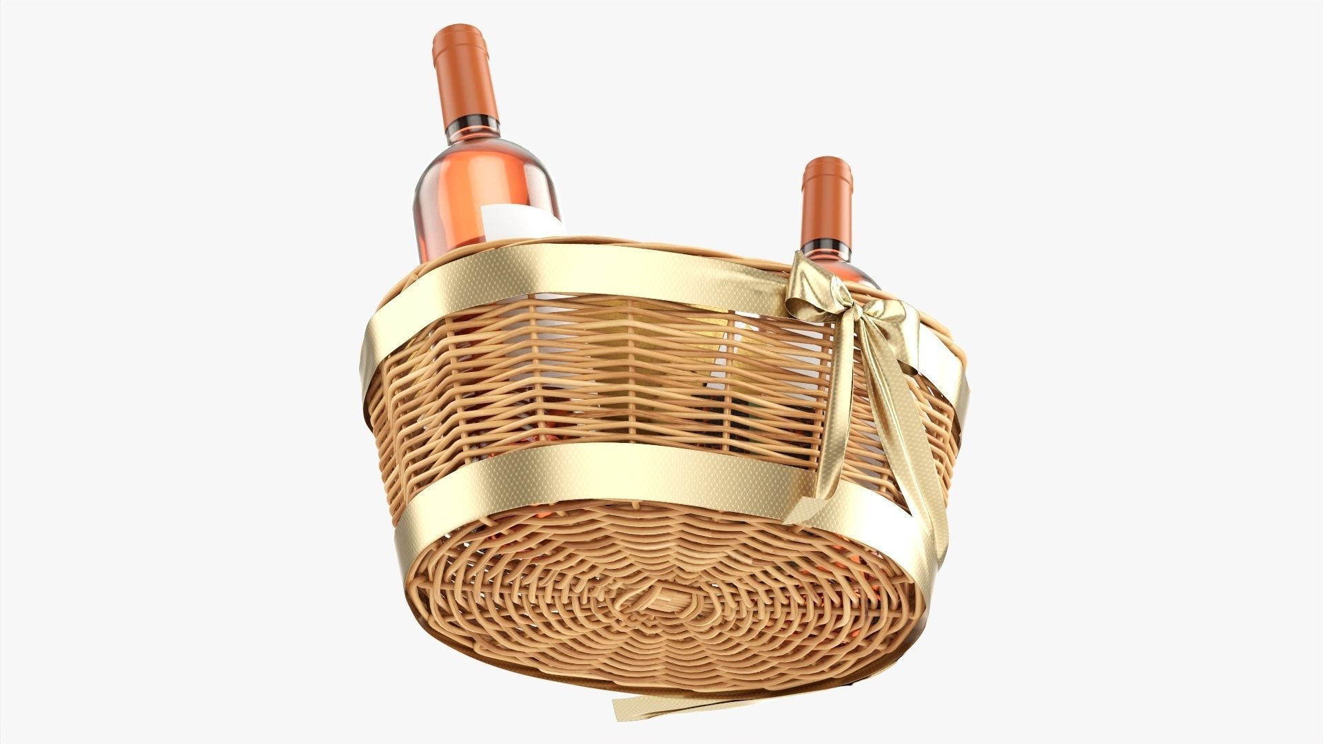 Wine bottle in wicker wooden basket 02 3D model_4
