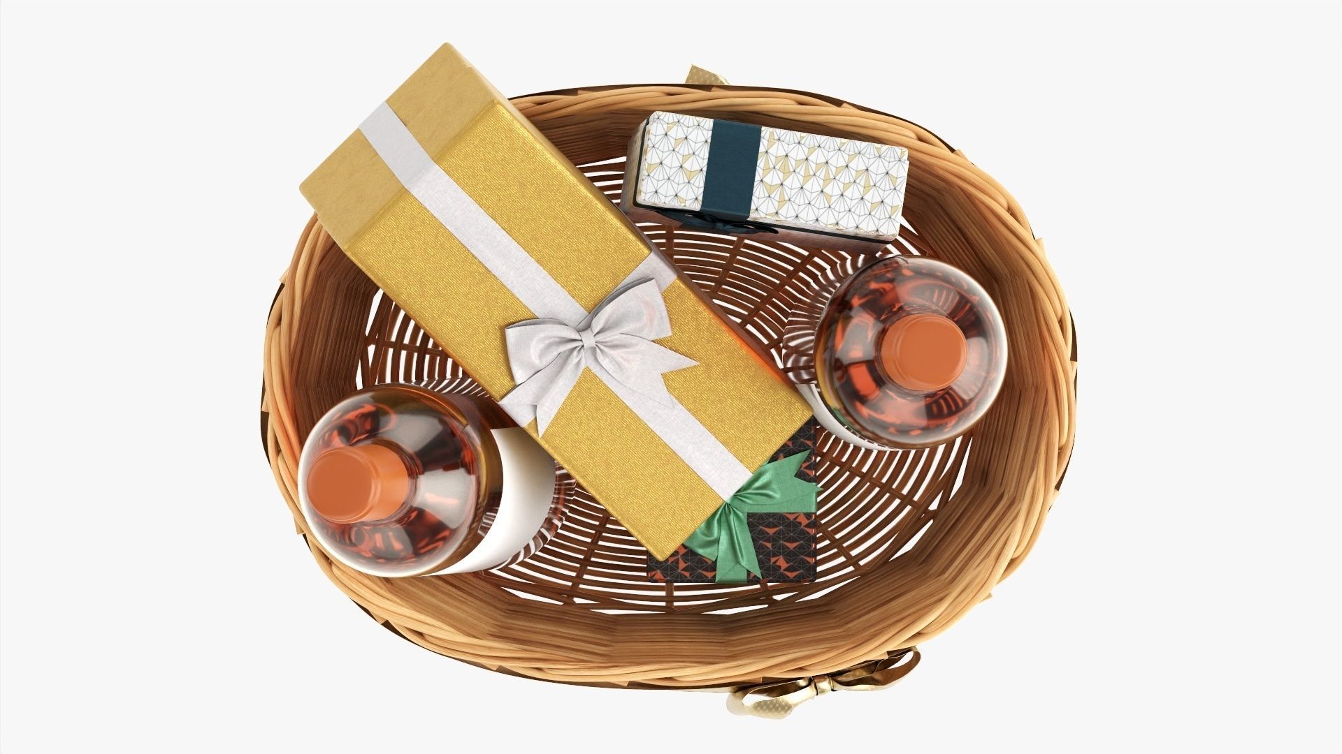 Wine bottle in wicker wooden basket 02 3D model_9