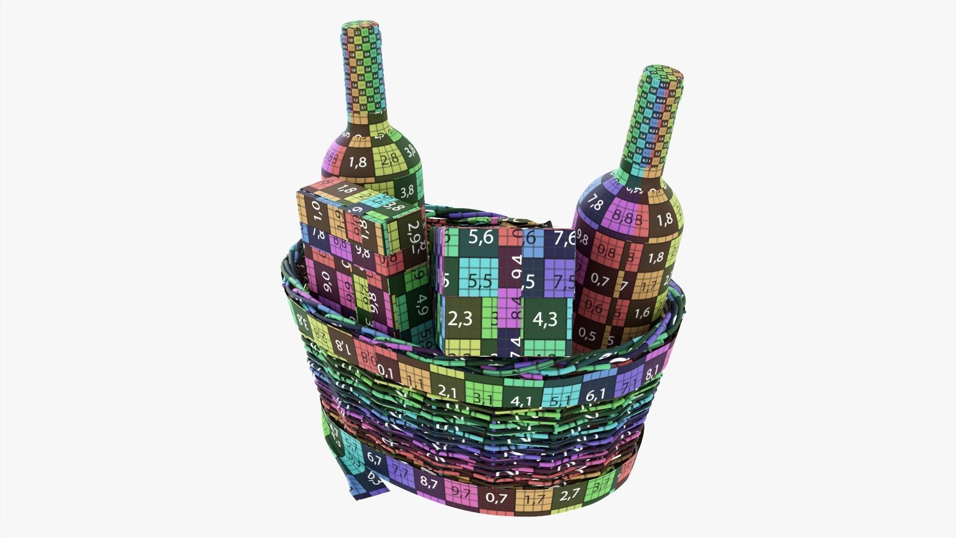 Wine bottle in wicker wooden basket 02 3D model_12