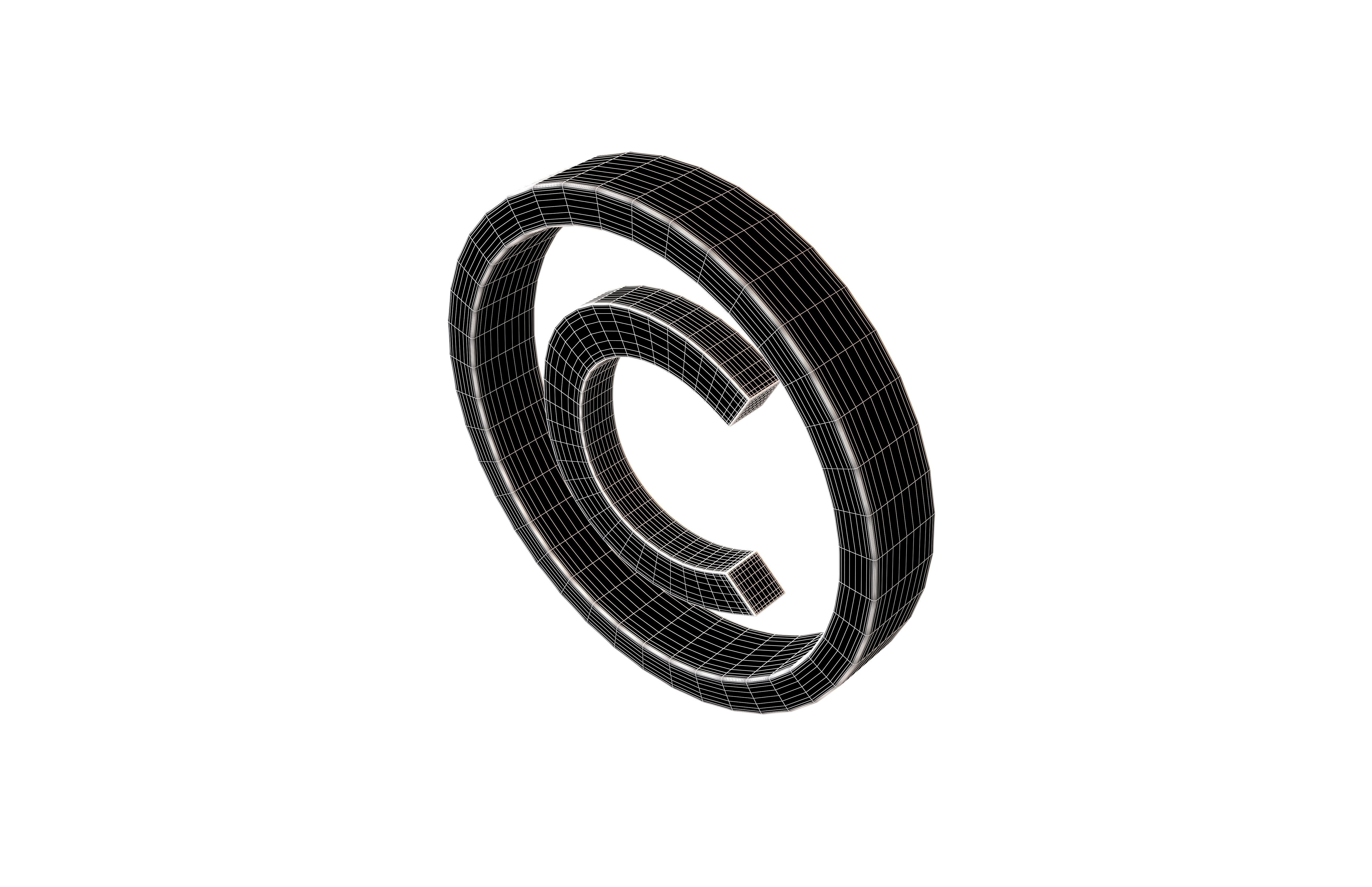 Copyright Symbol v2 001 Low-poly 3D model_6