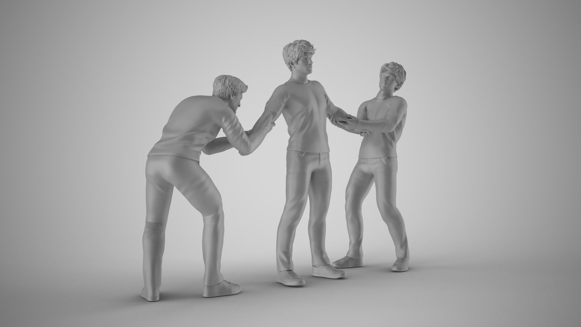 Two Men Tugging at Arms of Boy 3D print model_3