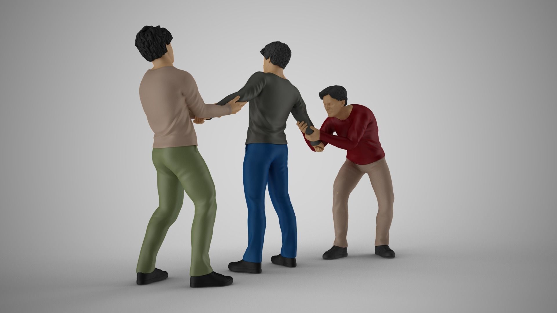 Two Men Tugging at Arms of Boy 3D print model_8