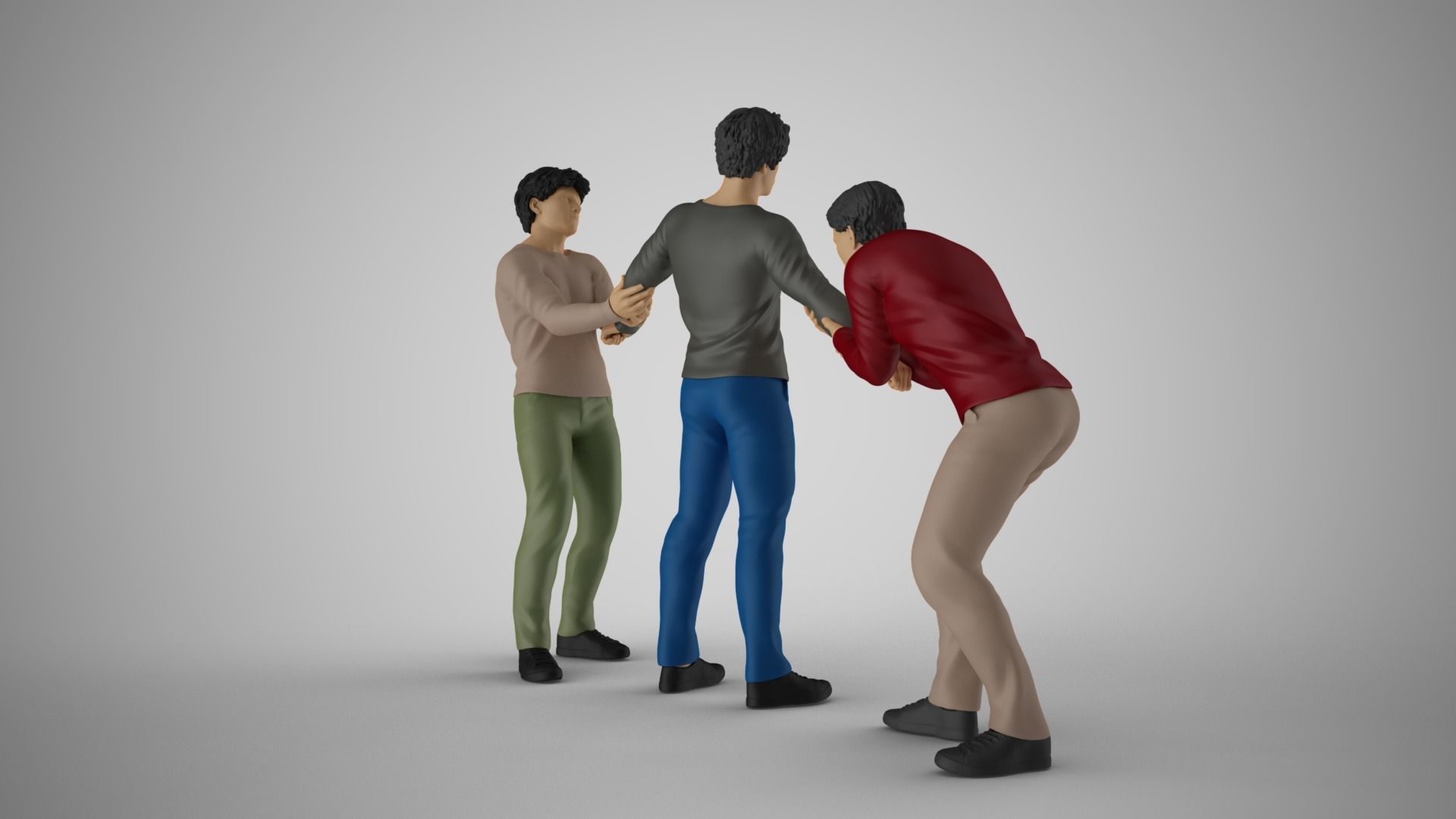 Two Men Tugging at Arms of Boy 3D print model_6