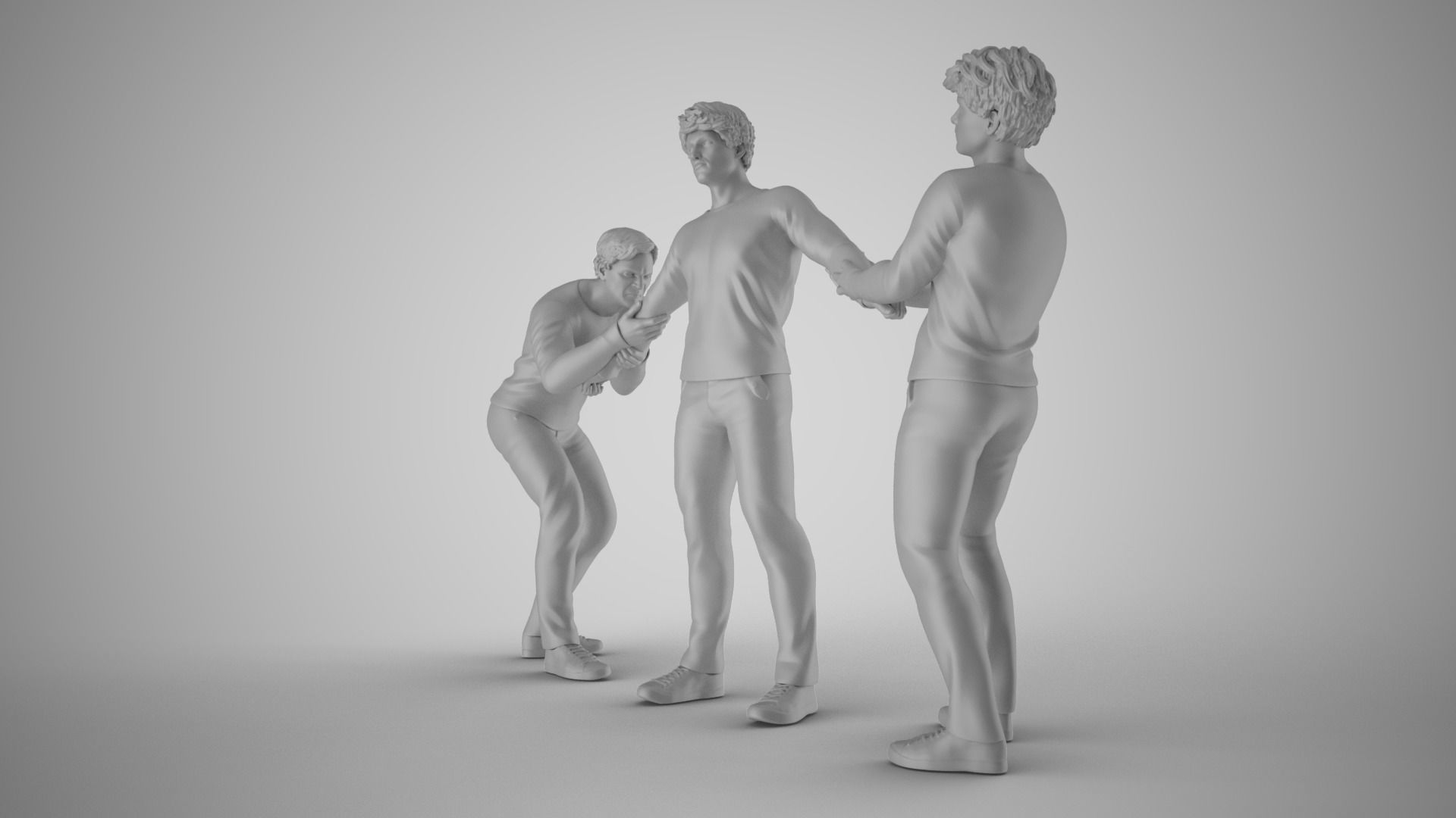 Two Men Tugging at Arms of Boy 3D print model_1