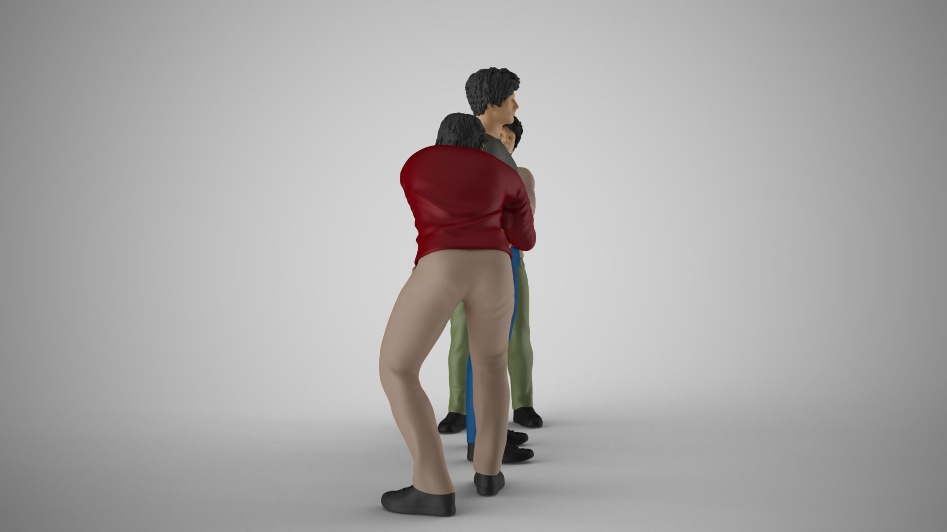 Two Men Tugging at Arms of Boy 3D print model_5