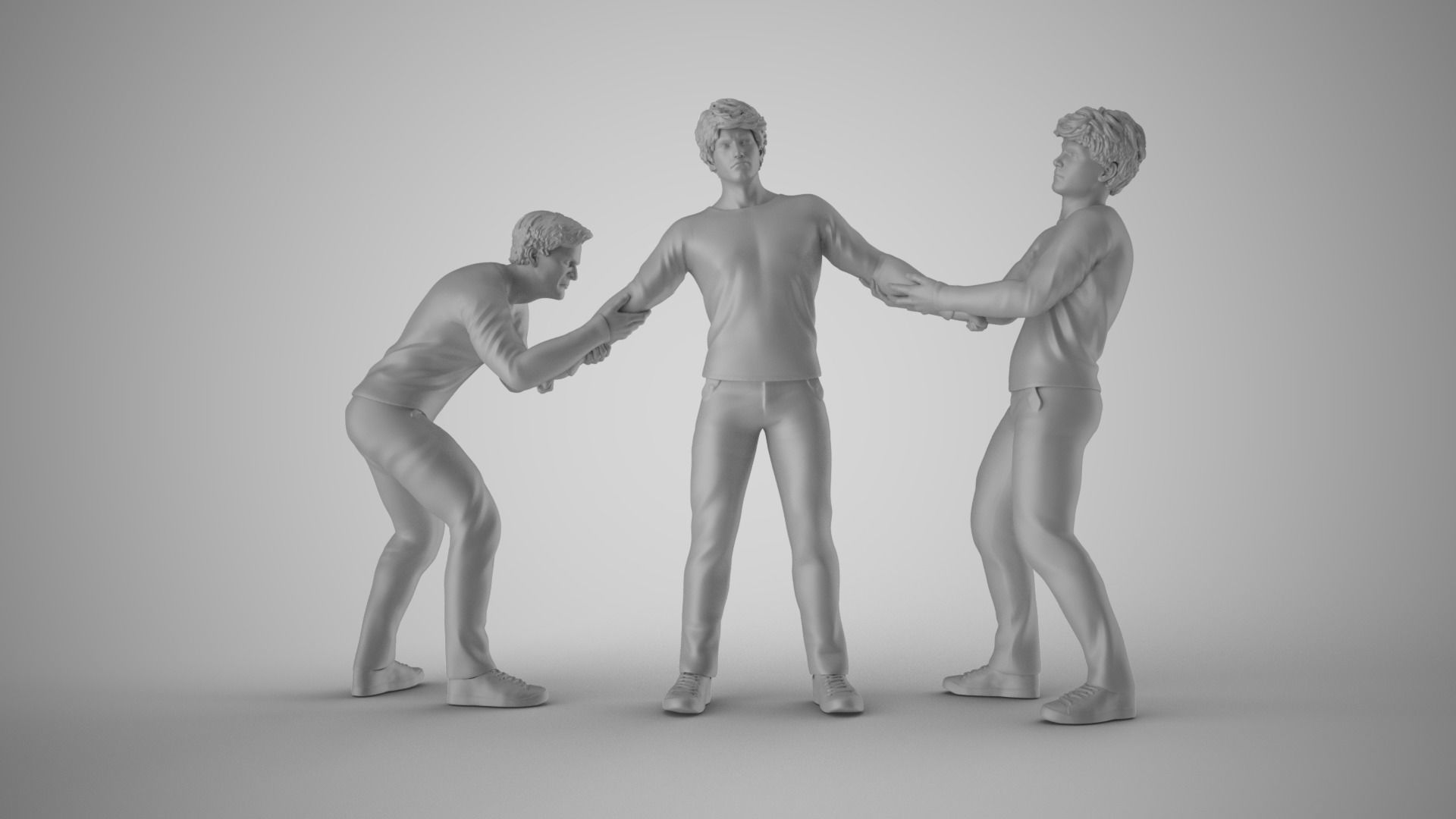 Two Men Tugging at Arms of Boy 3D print model_2