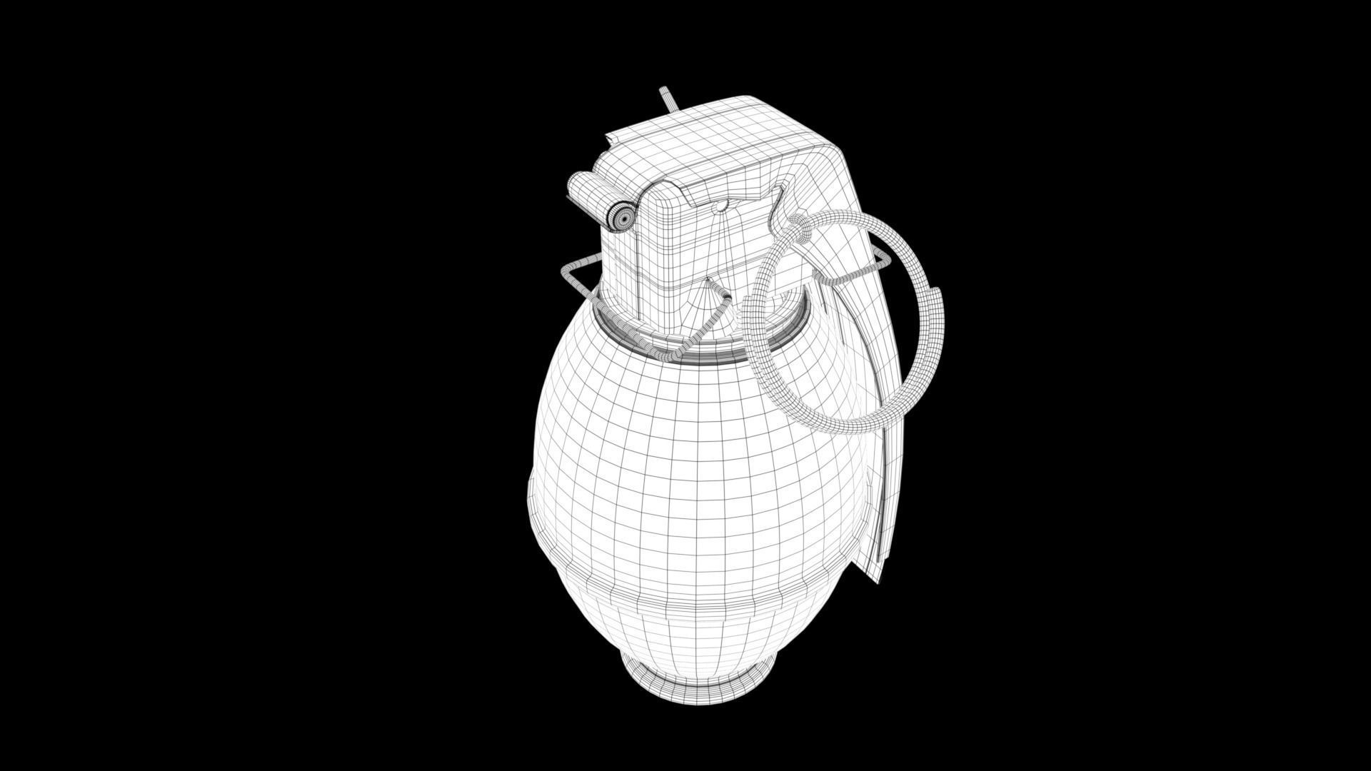 M61 3D Model metal grenade in middle of field 3D model_5