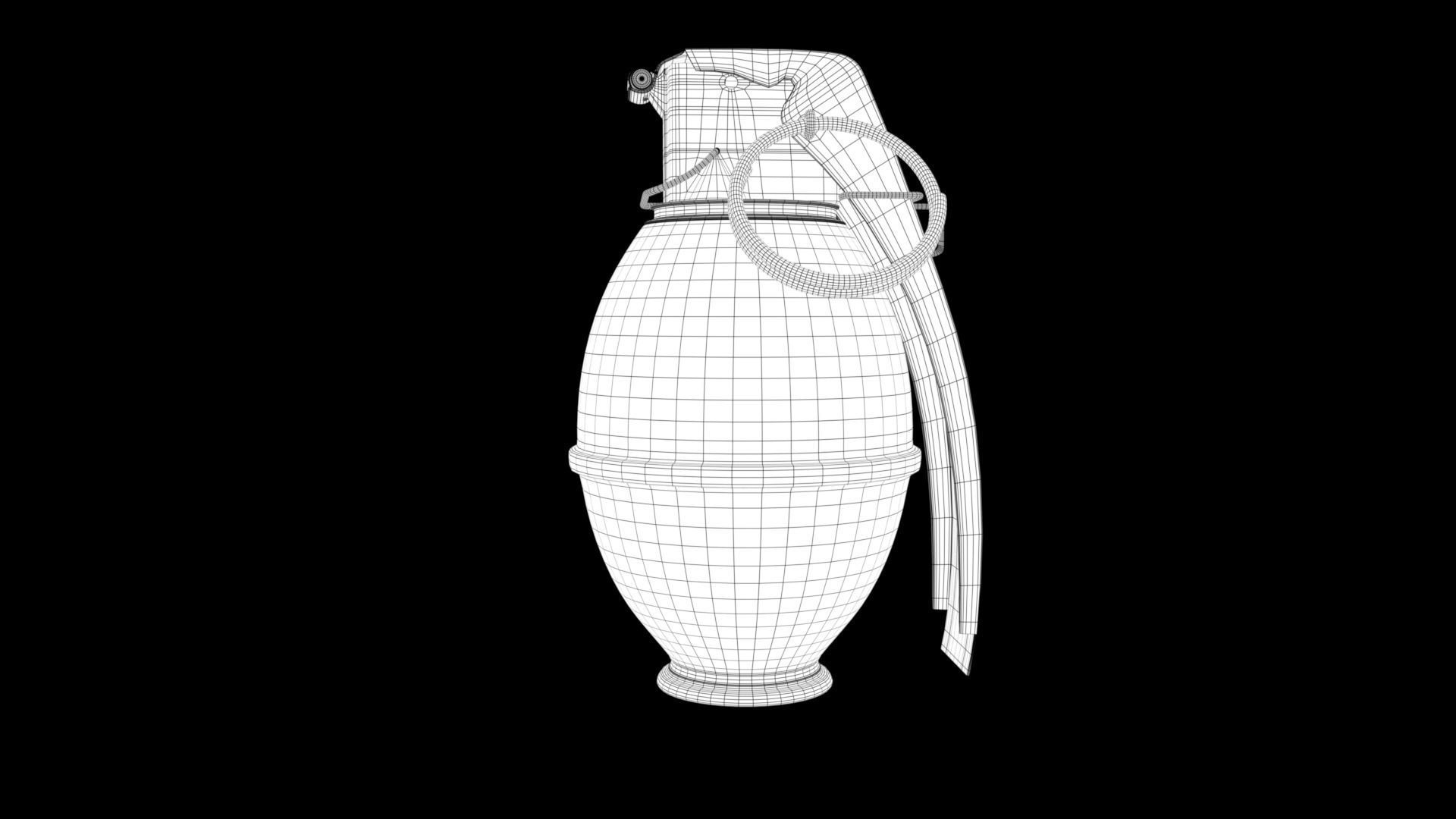 M61 3D Model metal grenade in middle of field 3D model_4