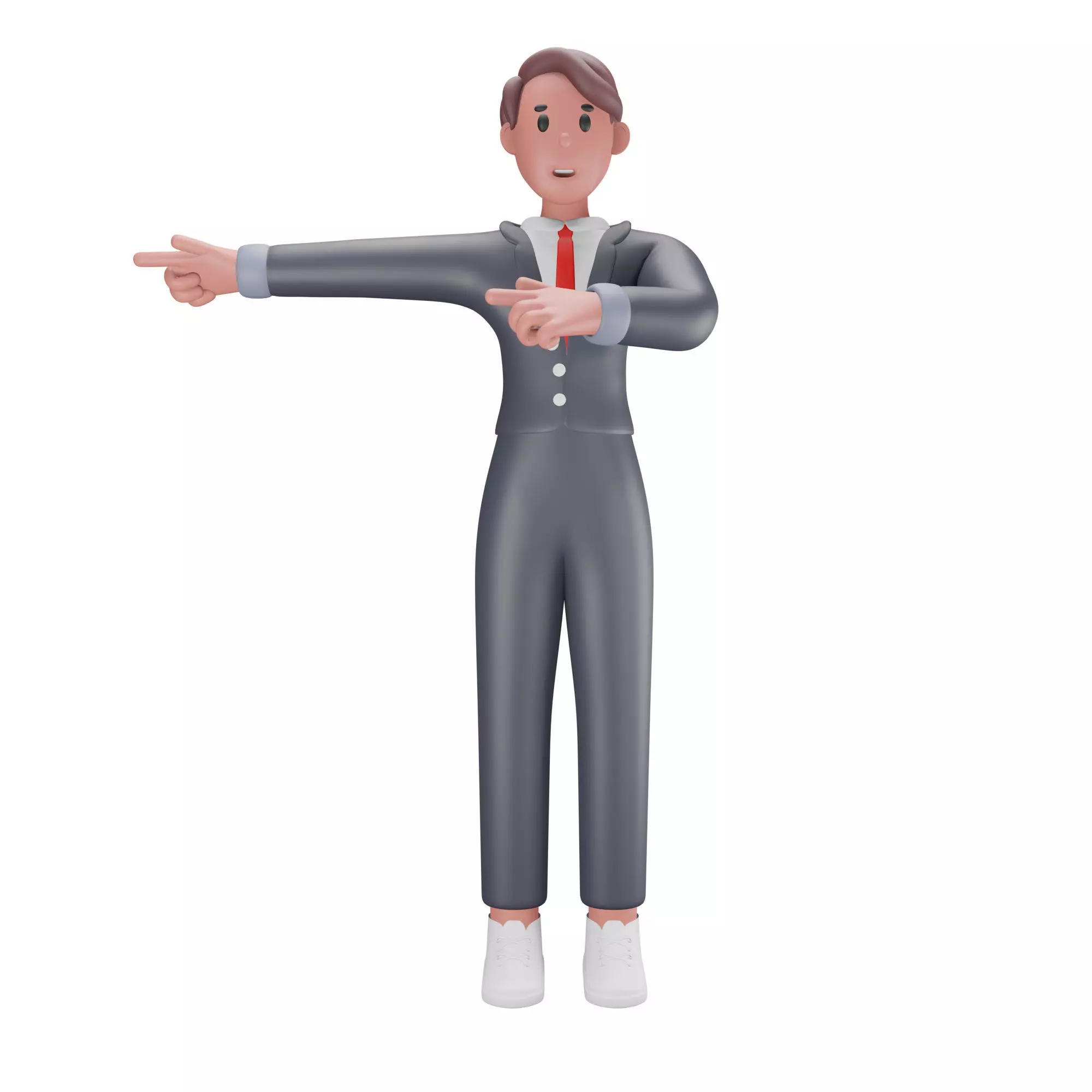 3d man character pointing at him Low-poly 3D model_0