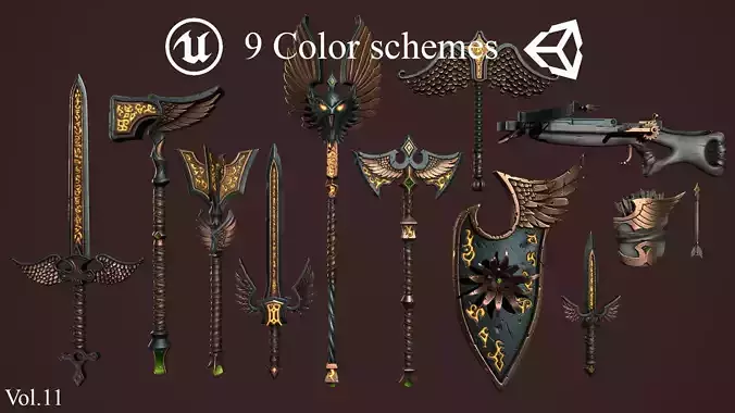 Dark rune weapon Low-poly 3D model