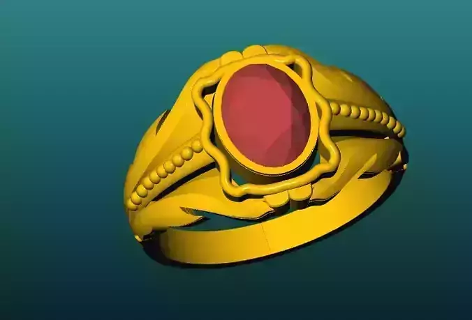 Oval Cut Gemstone Mens Ring