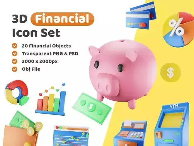Financial Icon Pack 3D Model
